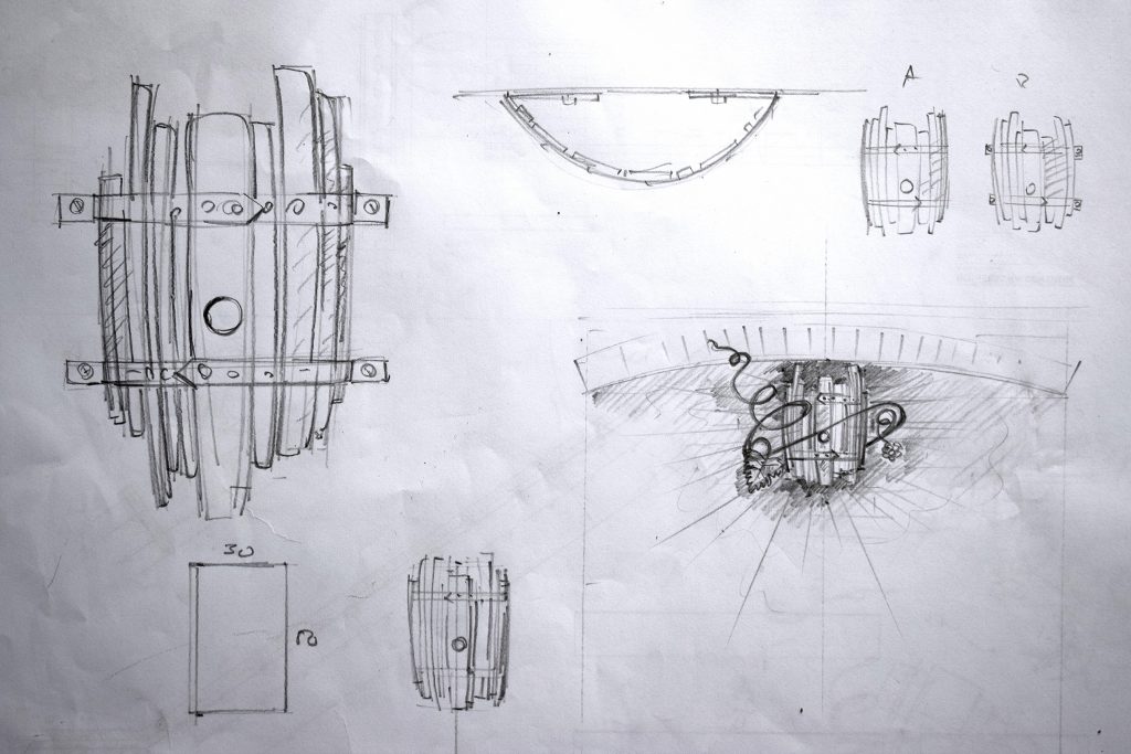 Designové kované svítidla, vinný sklep, Břeclav
