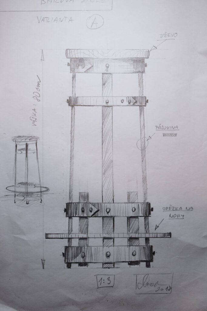 Industriální barová židle