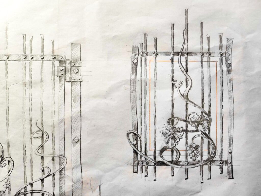 Mříže a brána do vinného sklepa - návrh