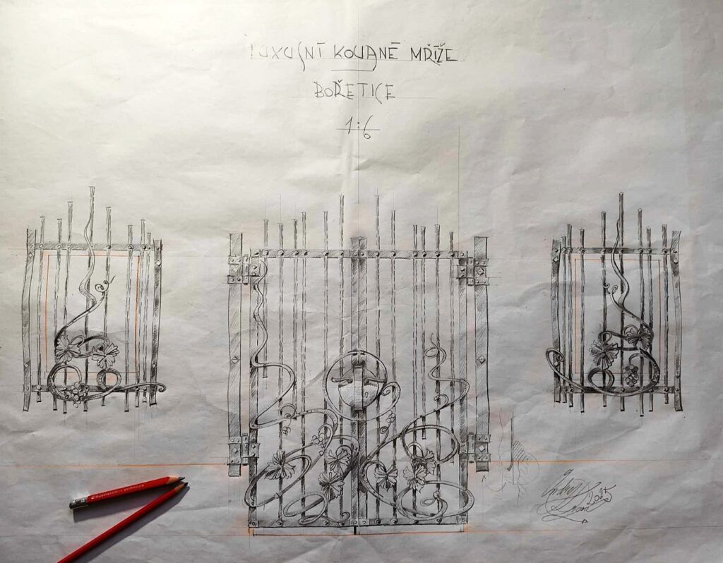 Mříže a brána do vinného sklepa - návrh 2