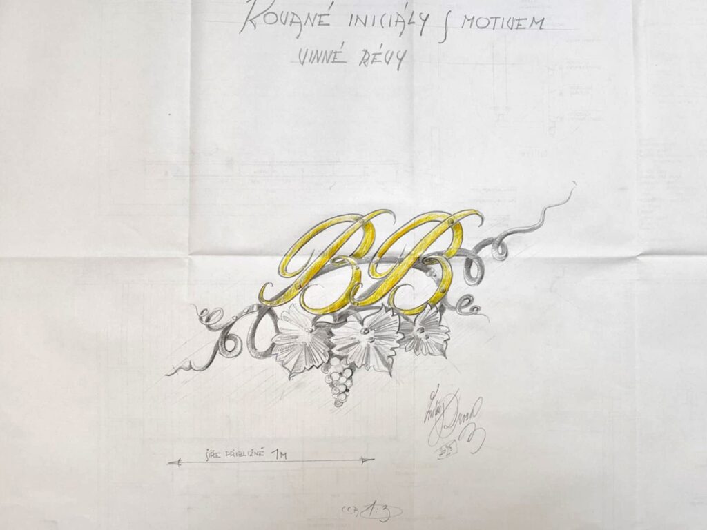 Mříže a brána do vinného sklepa - návrh detail