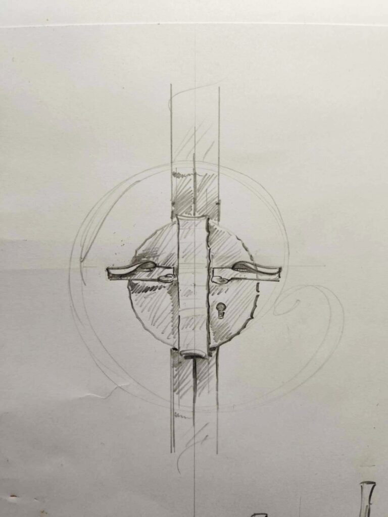 Mříže do vinného sklepa - Návrh kliky