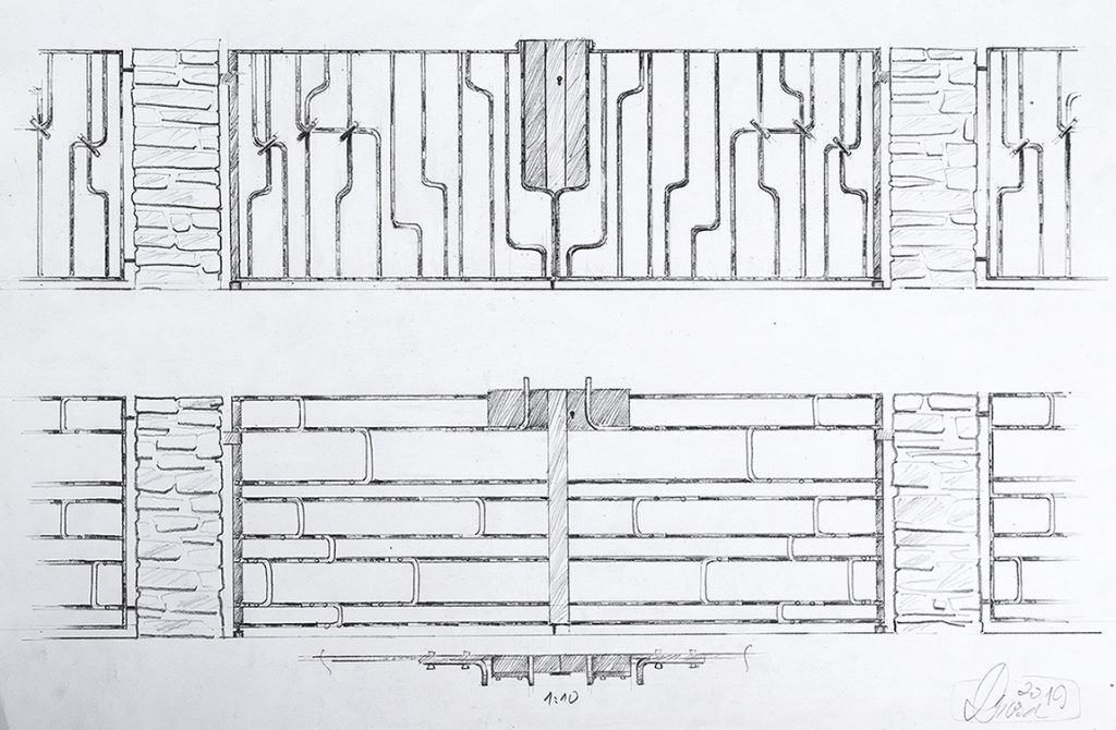 Výtvarný návrh ručně kovaného plotu